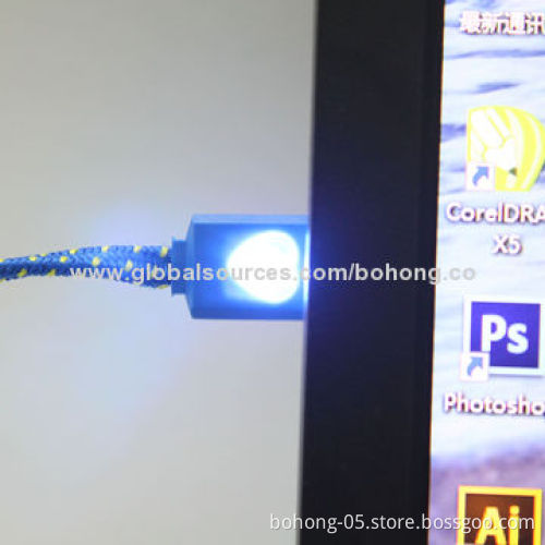 Lightning Micro USB Rope Cable, 1m Line Length, Can do Yellow, Blue, Black, White, Rose, Purple